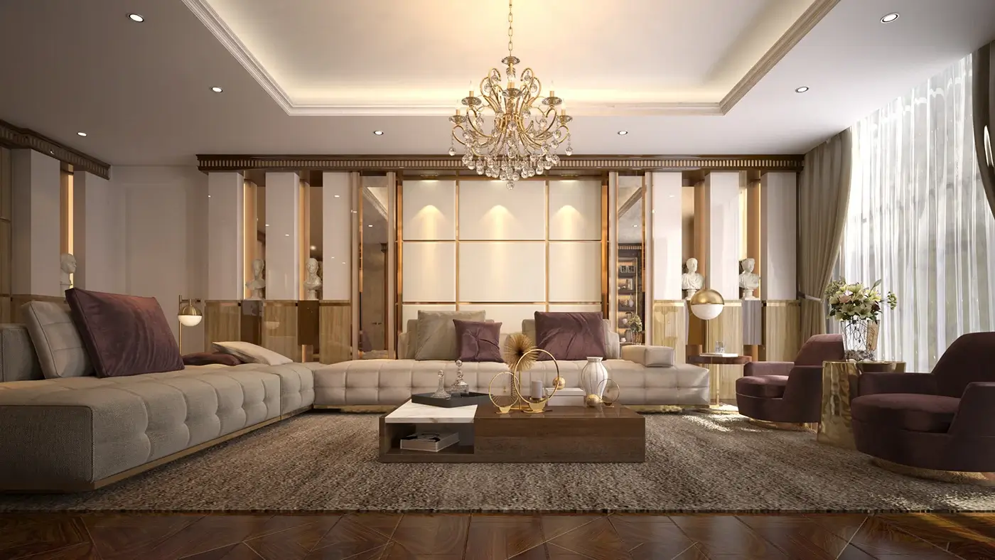 Luxurious and modern living room interior