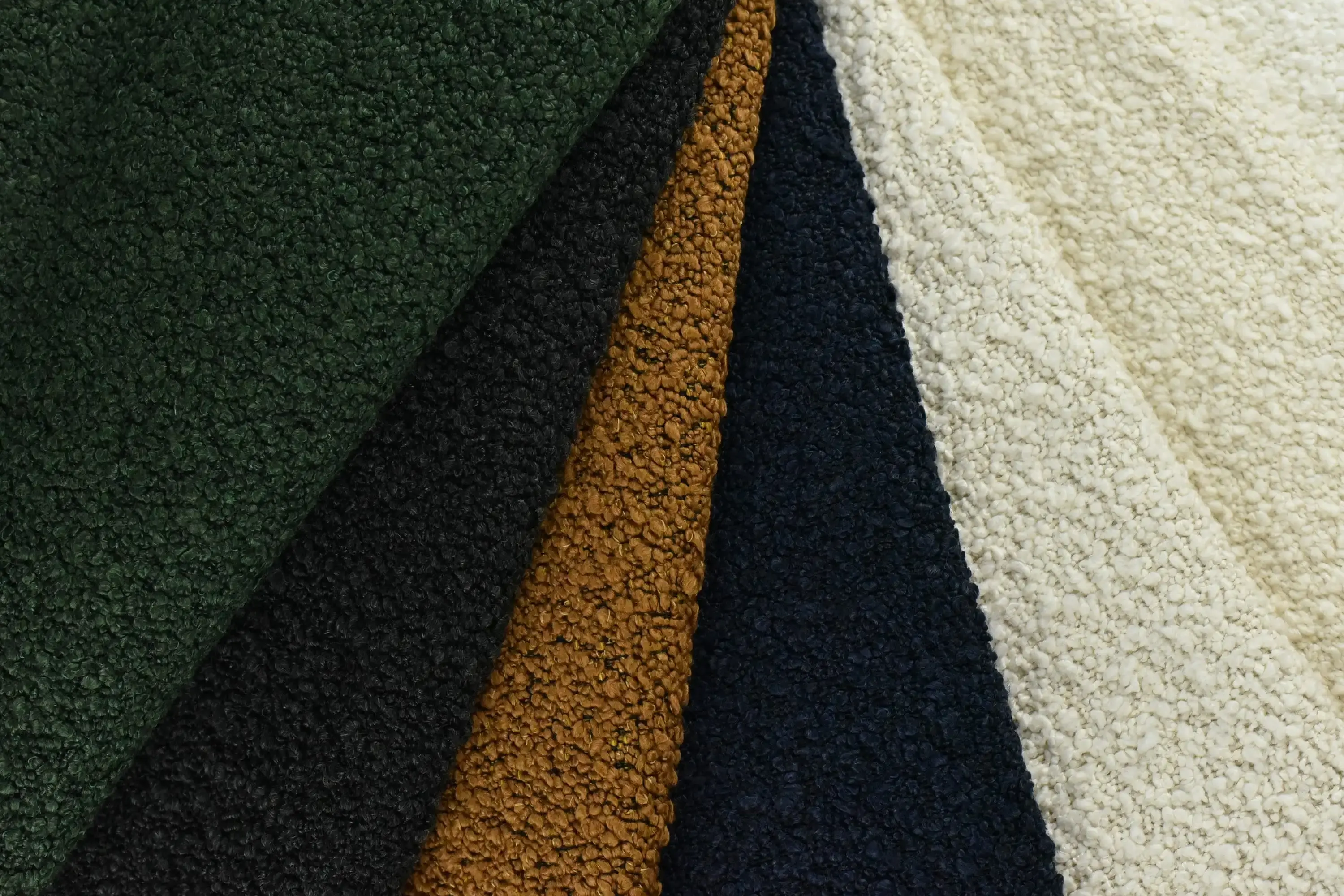 Soft, textured boucle fabric on a sofa