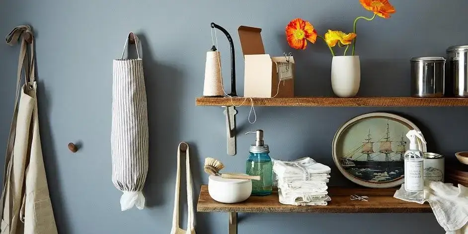 Beautifully curated decorative objects on a shelf