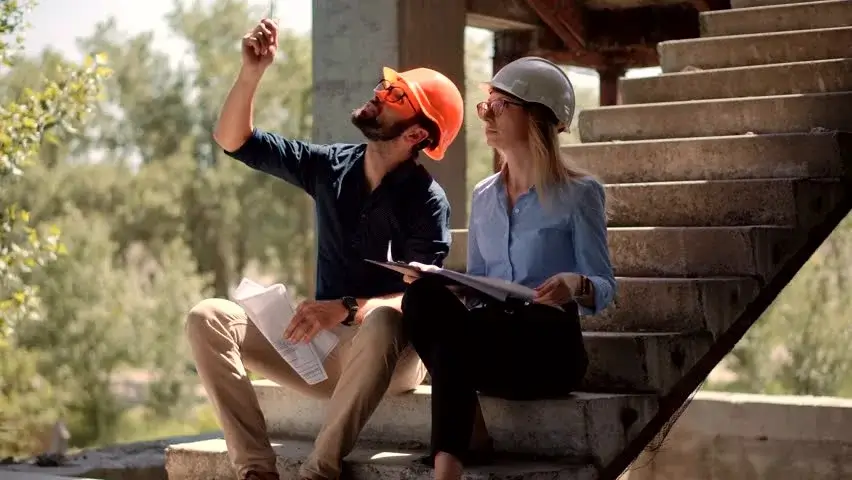 A designer overseeing construction on-site